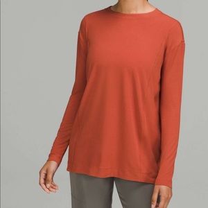 Lululemon Modal Pleated Back Long Sleeve Shirt Red Rock New with Tags Size 10